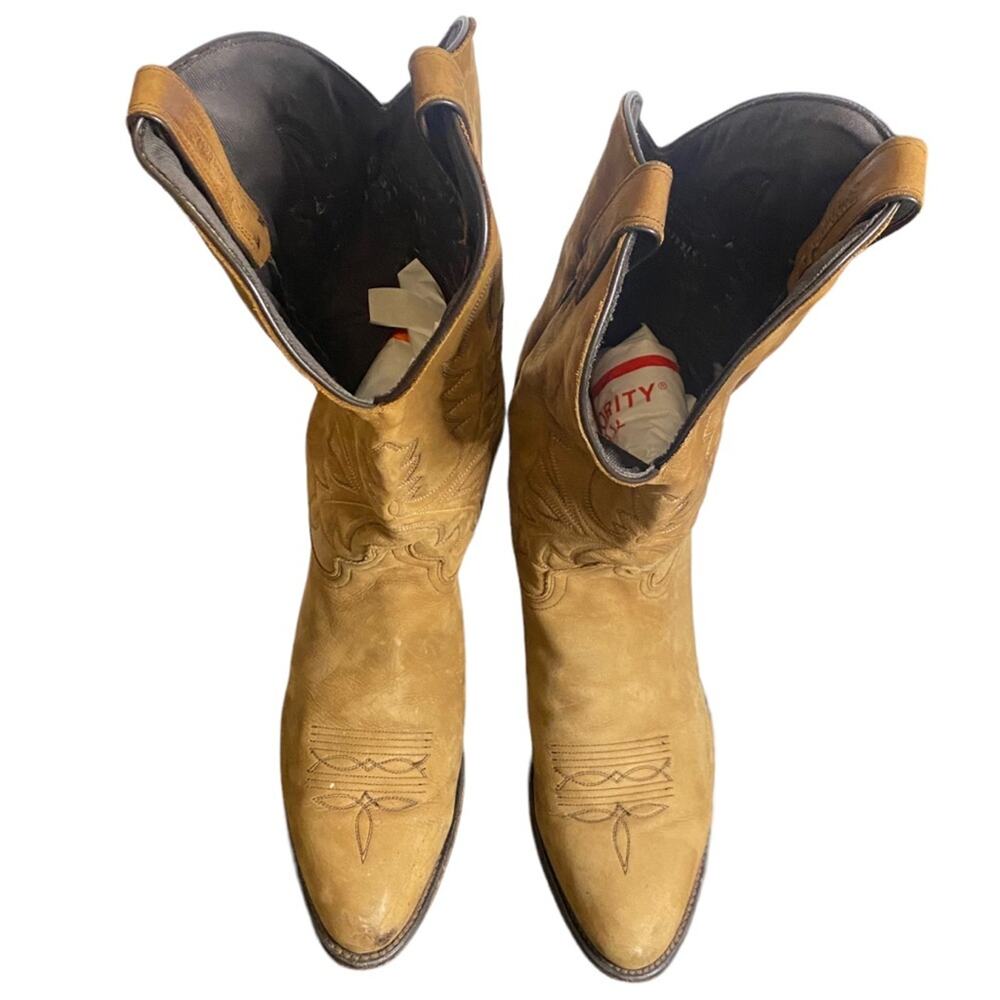 Men's Brown 13 Abilene Western Cowboy Rodeo Distressed Tanned Leather Boots - Picture 10 of 16